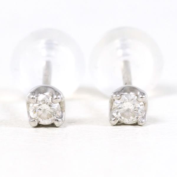 4℃ K10 White Gold Diamond Earrings in Excellent Condition