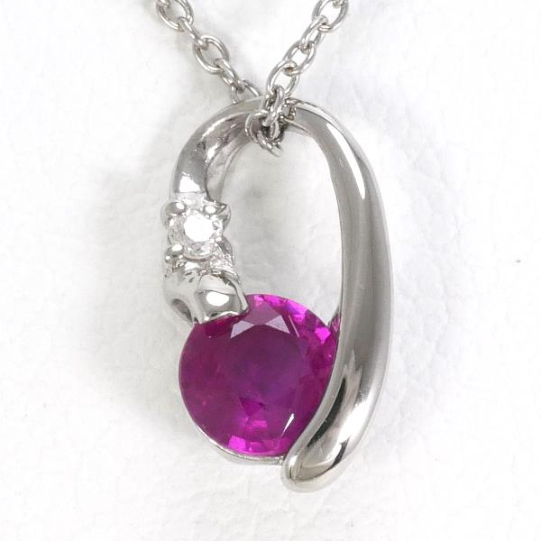 K18 White Gold Ruby Diamond Necklace in Pristine Condition