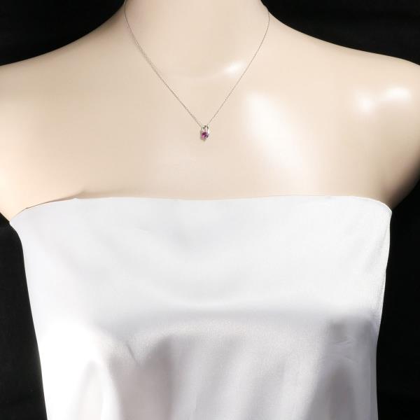 K18 White Gold Ruby Diamond Necklace in Pristine Condition