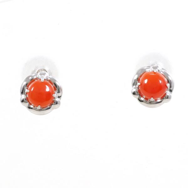 K14 White Gold Coral Earrings in Excellent Condition