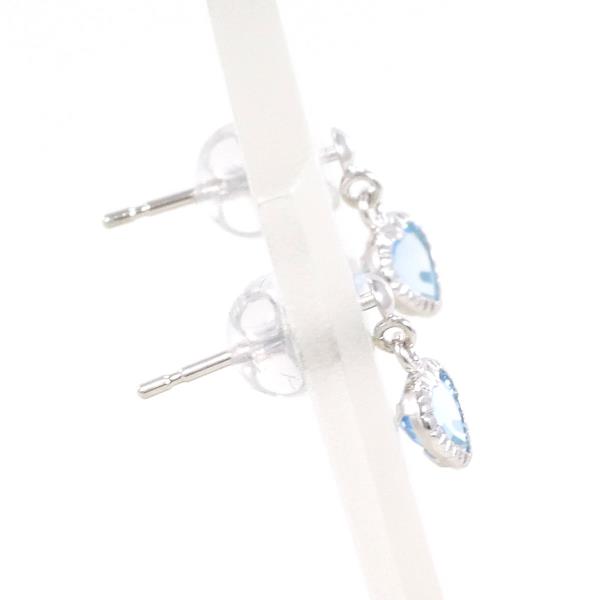 K14 White Gold Blue Topaz Earrings in Pristine Condition