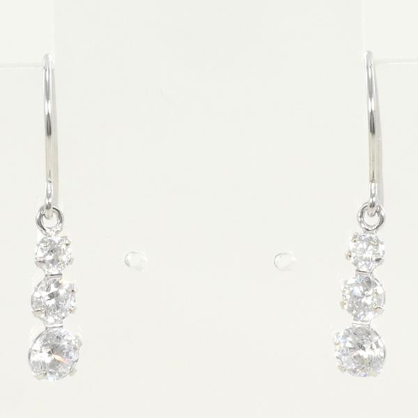 K10 White Gold Zirconia Earrings in Excellent Condition