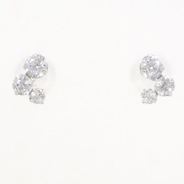 K10 White Gold Zirconia Earrings in Excellent Condition