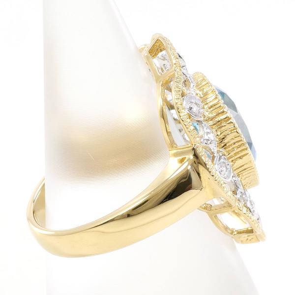 K18 Yellow Gold White Gold Ring Topaz Diamond