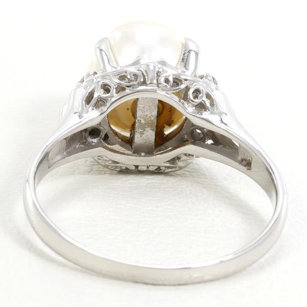 PT900 Platinum Pearl Ring with Diamond