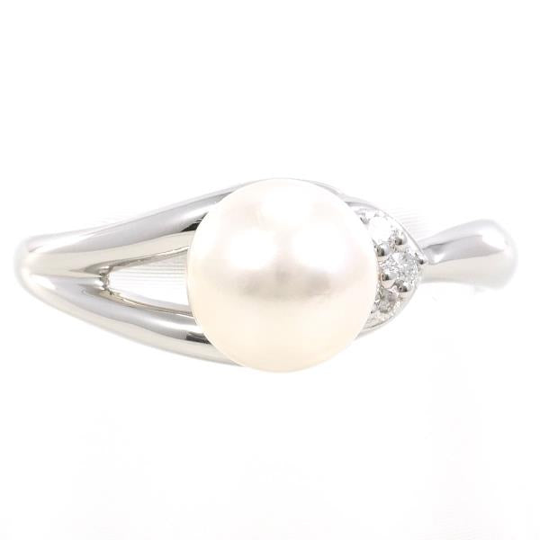 PT900 Platinum Pearl Ring 13.5