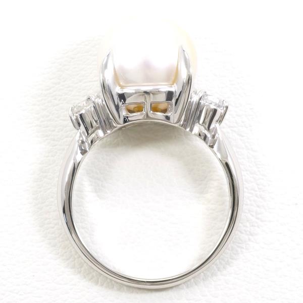 PT900 Platinum Ring with South Sea Pearl and Diamond in Excellent Condition