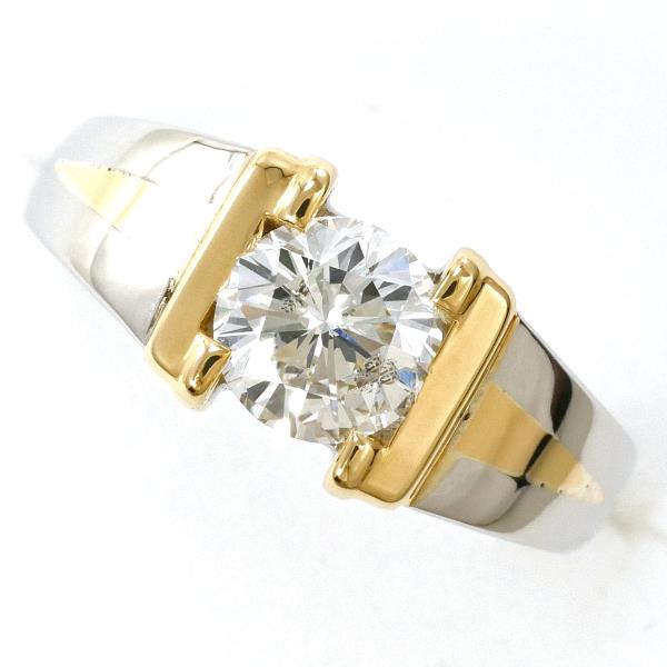 PT900 Platinum K18 Yellow Gold Diamond Ring 1.00 SI2 in Excellent Condition