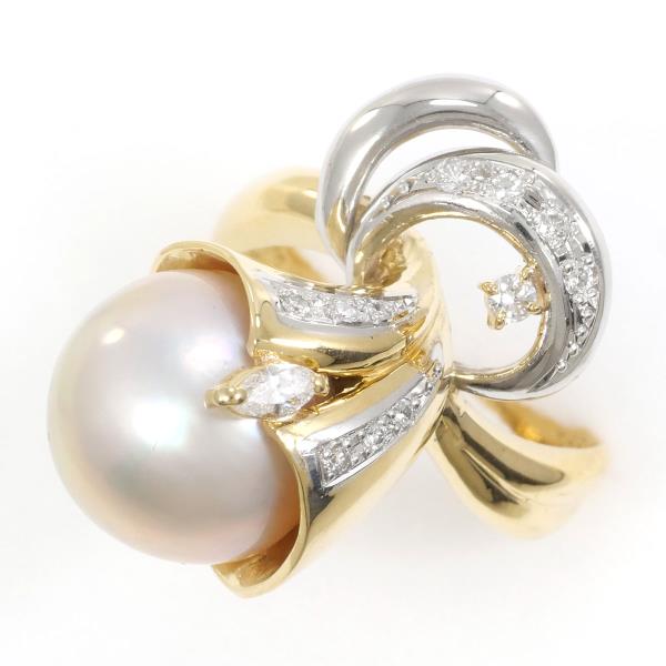 PT900 Platinum K18YG Pearl Ring 16