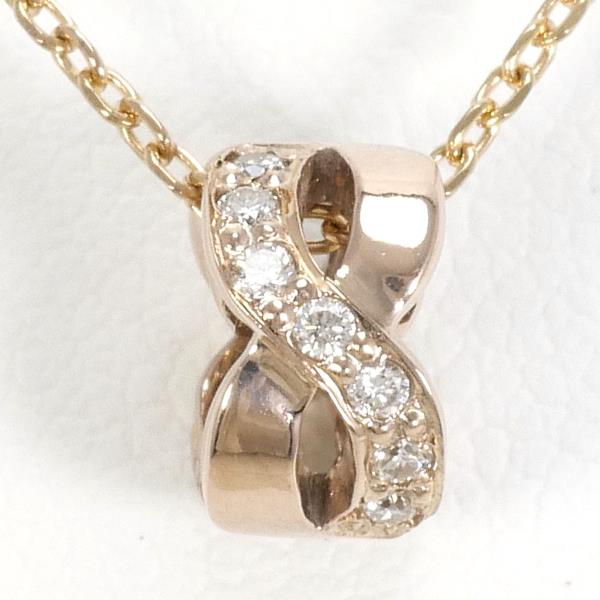 K18 Pink Gold Diamond Necklace in Excellent Condition