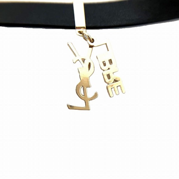 Yves Saint Laurent Leather LIBRE YSL Logo Choker in Great Condition