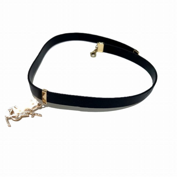 Yves Saint Laurent Leather LIBRE YSL Logo Choker in Great Condition