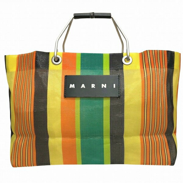 Marni Flower Cafe Stripe Mesh Tote Bag