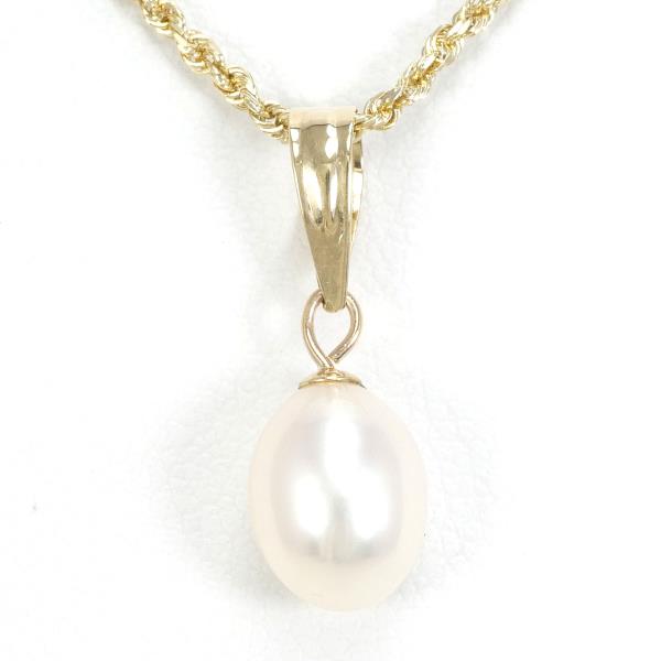 14K Yellow Gold Pearl Necklace in Excellent Condition