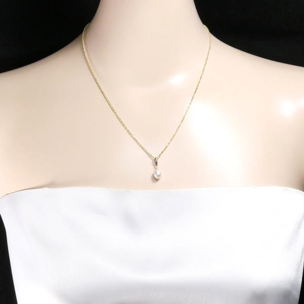 14K Yellow Gold Pearl Necklace in Excellent Condition