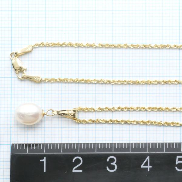 14K Yellow Gold Pearl Necklace in Excellent Condition