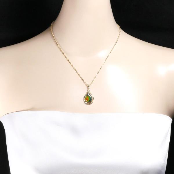 14K Yellow Gold Necklace Ammolite 6.0g 42cm in Excellent Condition