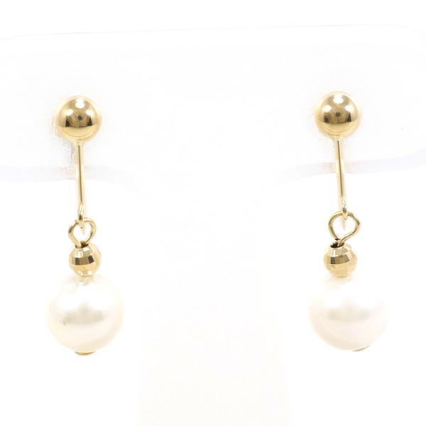 K18 Yellow Gold Pearl Earrings in Excellent Condition