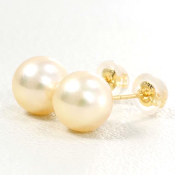 K18 Yellow Gold Pearl Earrings in Excellent Condition