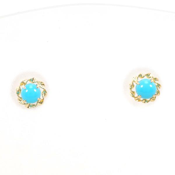 K18 Yellow Gold Turquoise Earrings in Excellent Condition