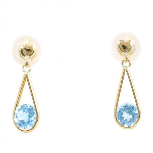 K18 Yellow Gold Blue Topaz Earrings in Excellent Condition