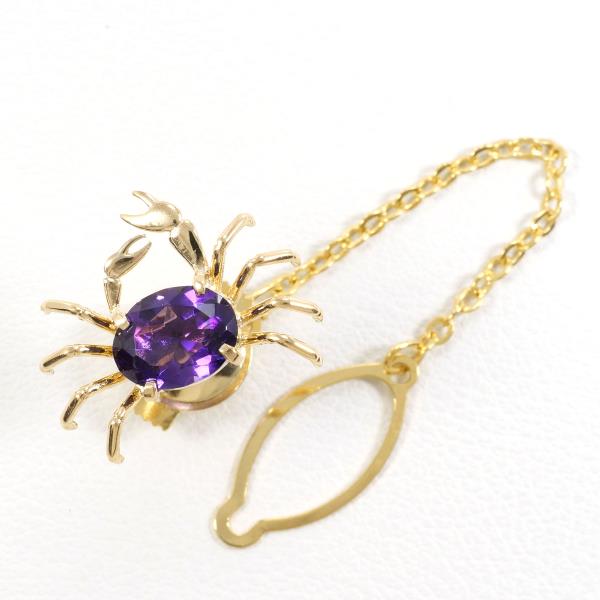 K18 Yellow Gold Amethyst Pin Brooch