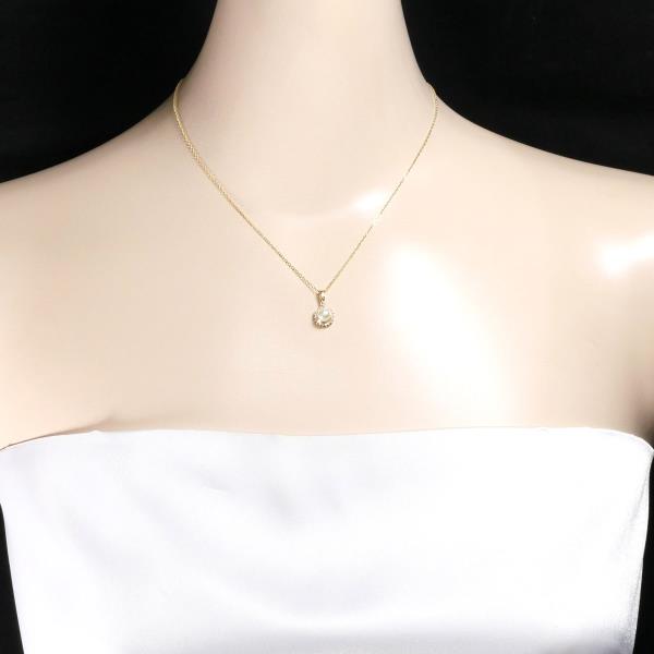 K18 Yellow Gold Pearl Diamond Necklace in Pristine Condition