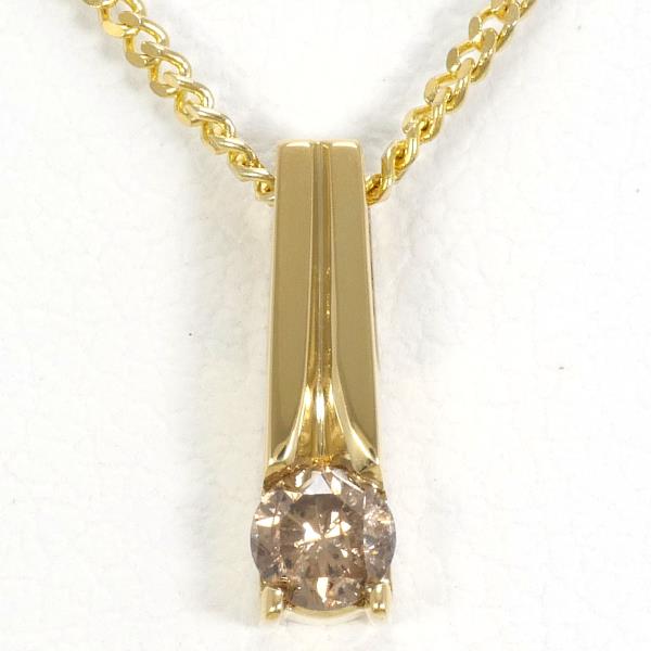 K18 Yellow Gold Necklace with Brown Diamond in Pristine Condition