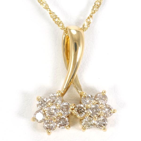 K18 Yellow Gold Necklace with Brown Diamond in Excellent Condition