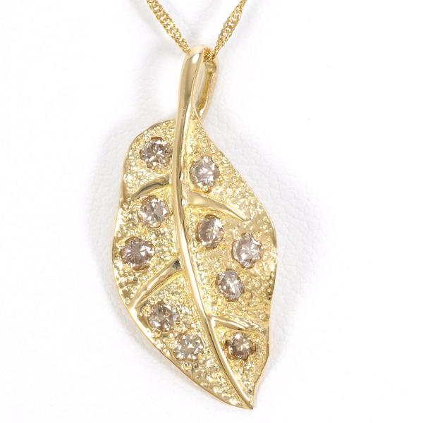 K18 Yellow Gold Necklace with Brown Diamond in Excellent Condition