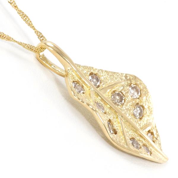 K18 Yellow Gold Necklace with Brown Diamond in Excellent Condition