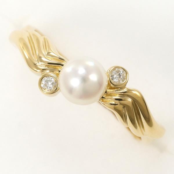 K18 Yellow Gold Pearl Ring with Diamond