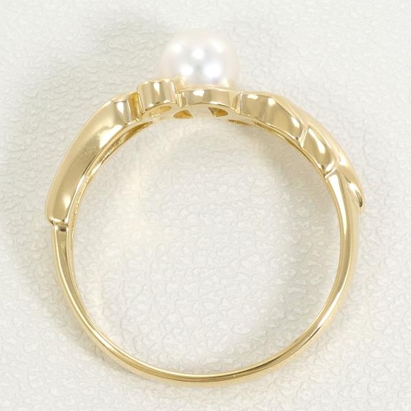 K18 Yellow Gold Ring with Pearl and Diamond in Excellent Condition