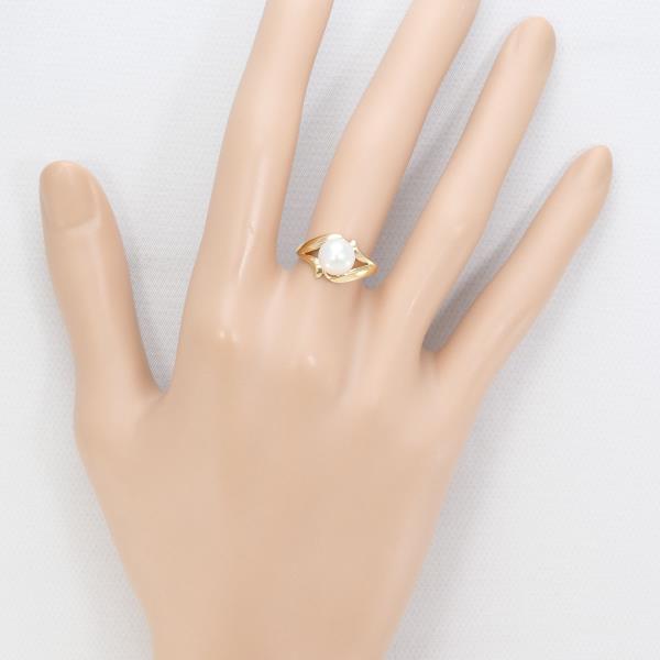 K18 Yellow Gold Pearl Ring 9号 in Excellent Condition