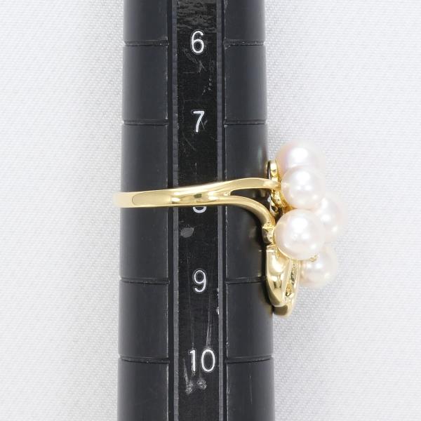 K18 Yellow Gold Pearl Ring with Diamond in Excellent Condition