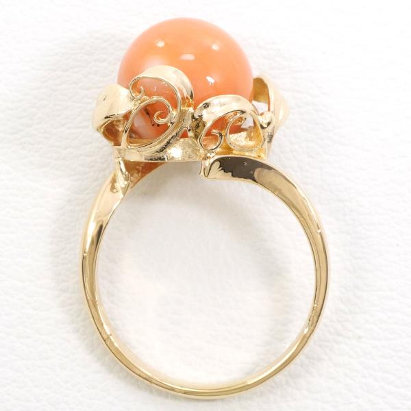 K18 Yellow Gold Coral Ring Size 12 in Excellent Condition