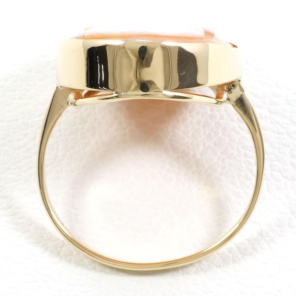 K18 Yellow Gold Ring 8.5 Shell Cameo in Excellent Condition