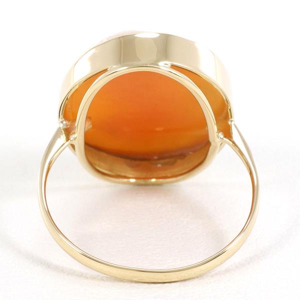 K18 Yellow Gold Ring 8.5 Shell Cameo in Excellent Condition