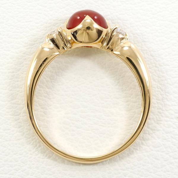 K18 Yellow Gold Carnelian White Sapphire Ring in Excellent Condition