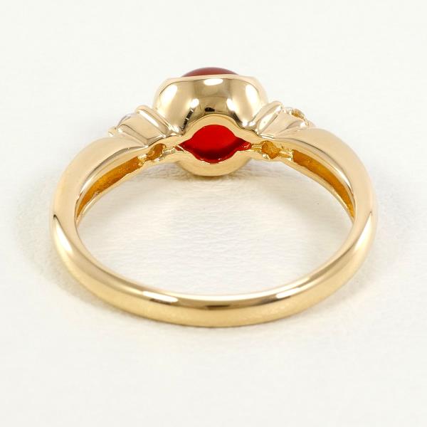 K18 Yellow Gold Carnelian White Sapphire Ring in Excellent Condition