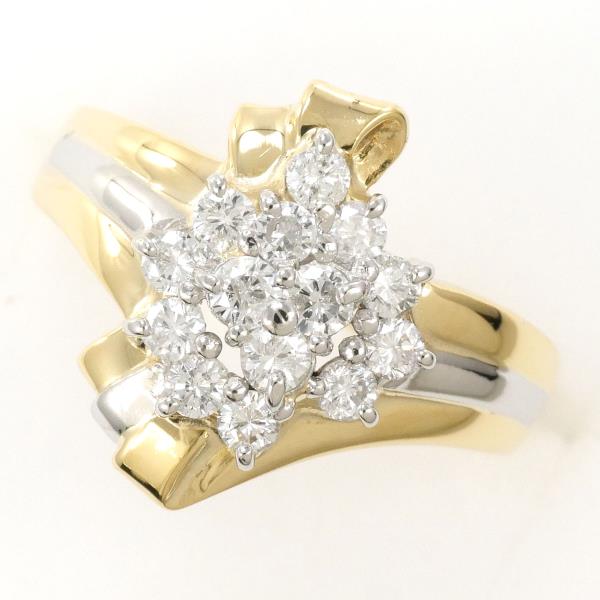 PT900 Platinum K18YG Yellow Gold Diamond Ring in Excellent Condition