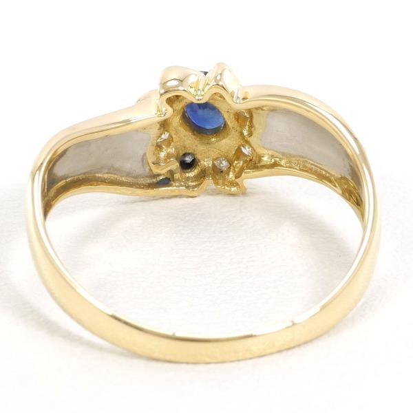 PT900 Platinum K18 Yellow Gold Sapphire Ring in Excellent Condition