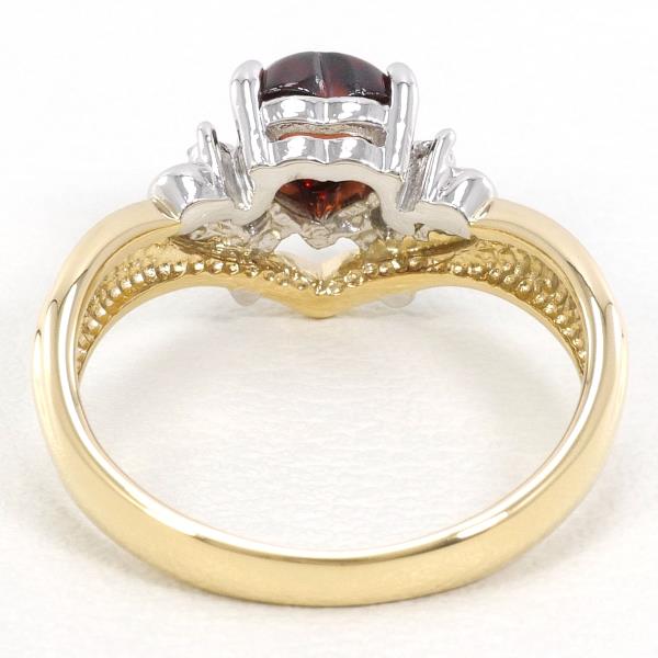 PT850 Platinum K18 Yellow Gold Garnet Ring 4.5 in Excellent Condition