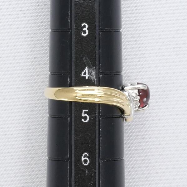 PT850 Platinum K18 Yellow Gold Garnet Ring 4.5 in Excellent Condition