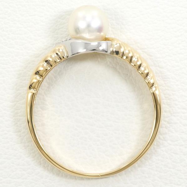 PT900 Platinum K18 Yellow Gold Pearl Ring in Excellent Condition