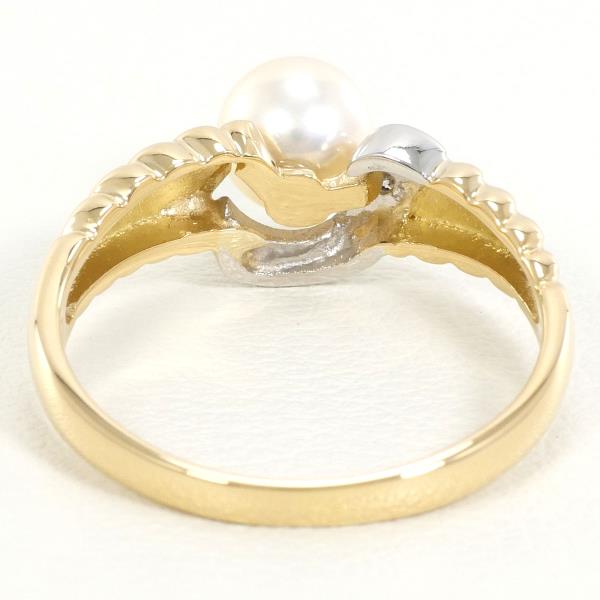 PT900 Platinum K18 Yellow Gold Pearl Ring in Excellent Condition