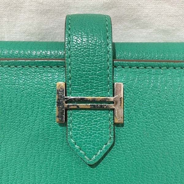 Hermes Leather Bearn 2PLIS Long Wallet