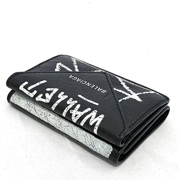 Balenciaga Graffiti Leather Compact Wallet