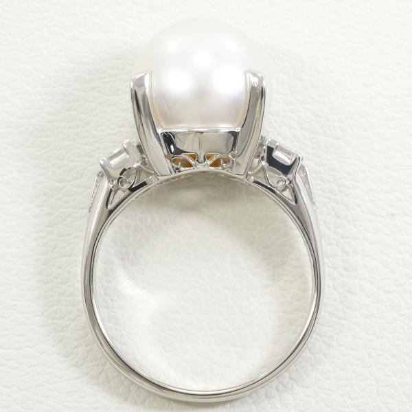 PT900 Platinum Ring with 11mm Pearl and 0.34ct Diamond in Excellent Condition