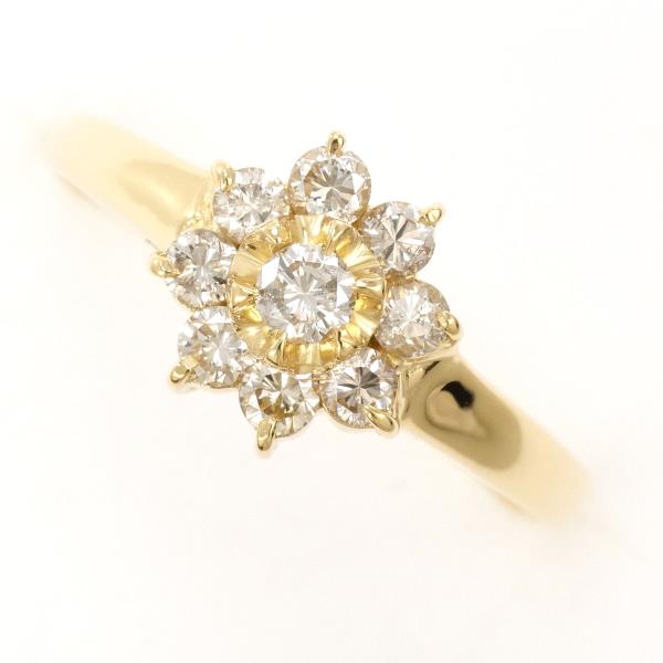 K18 Yellow Gold Diamond Ring 17号 in Excellent Condition